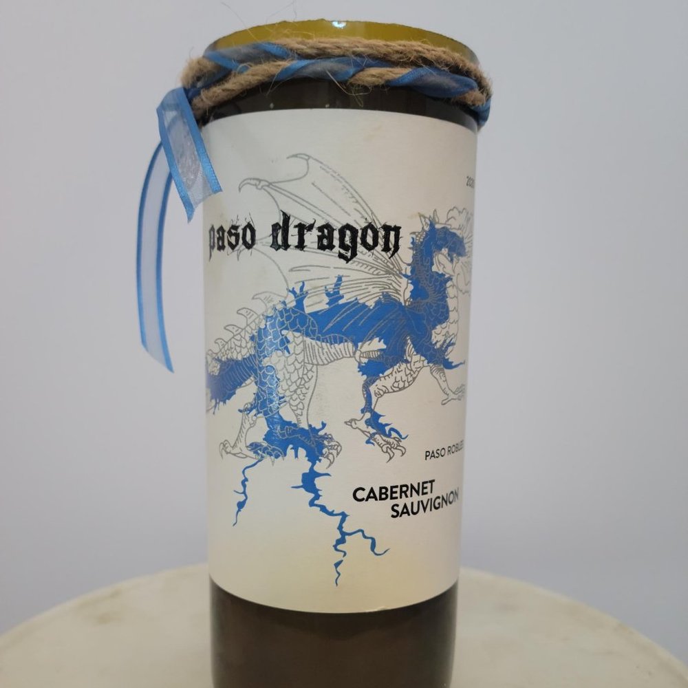 Wine Bottle Candle - Paso Dragon - Cabernet - Handmade